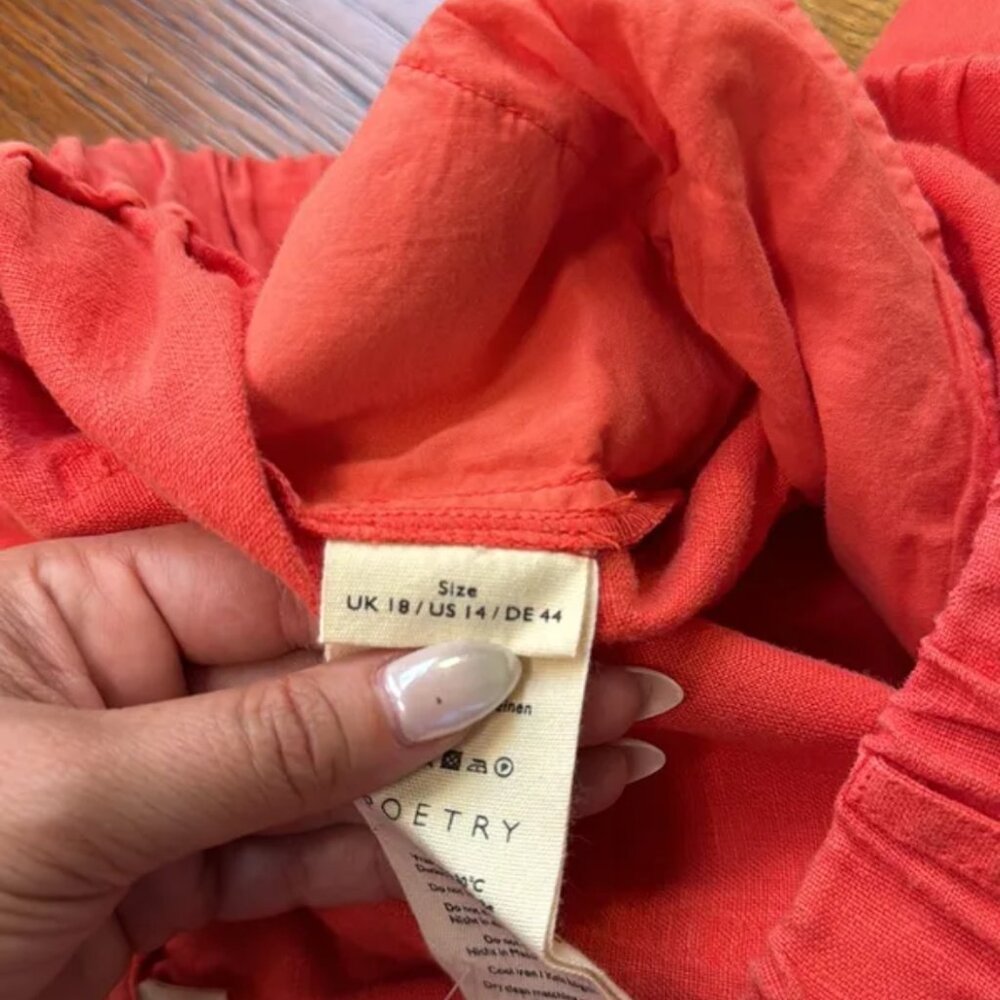 NWT Poetry Cropped Trousers Garment Dyed Linen OS - Picture 10 of 16